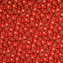 'Weihnachtsstoff bunte Sterne rot 