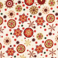 'Weihnachtsstoff natur rot gold 