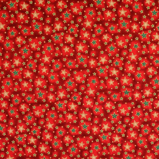 'Weihnachtsstoff bunte Sterne rot 