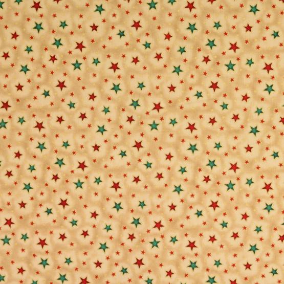 'Weihnachtsstoff bunte Sterne natur 