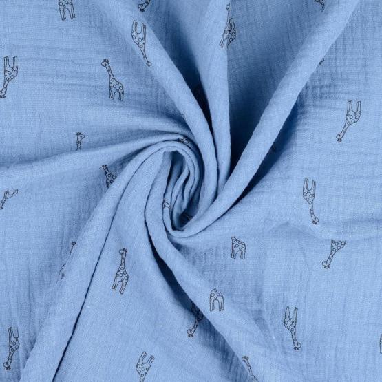Double Gauze Giraffe blau 